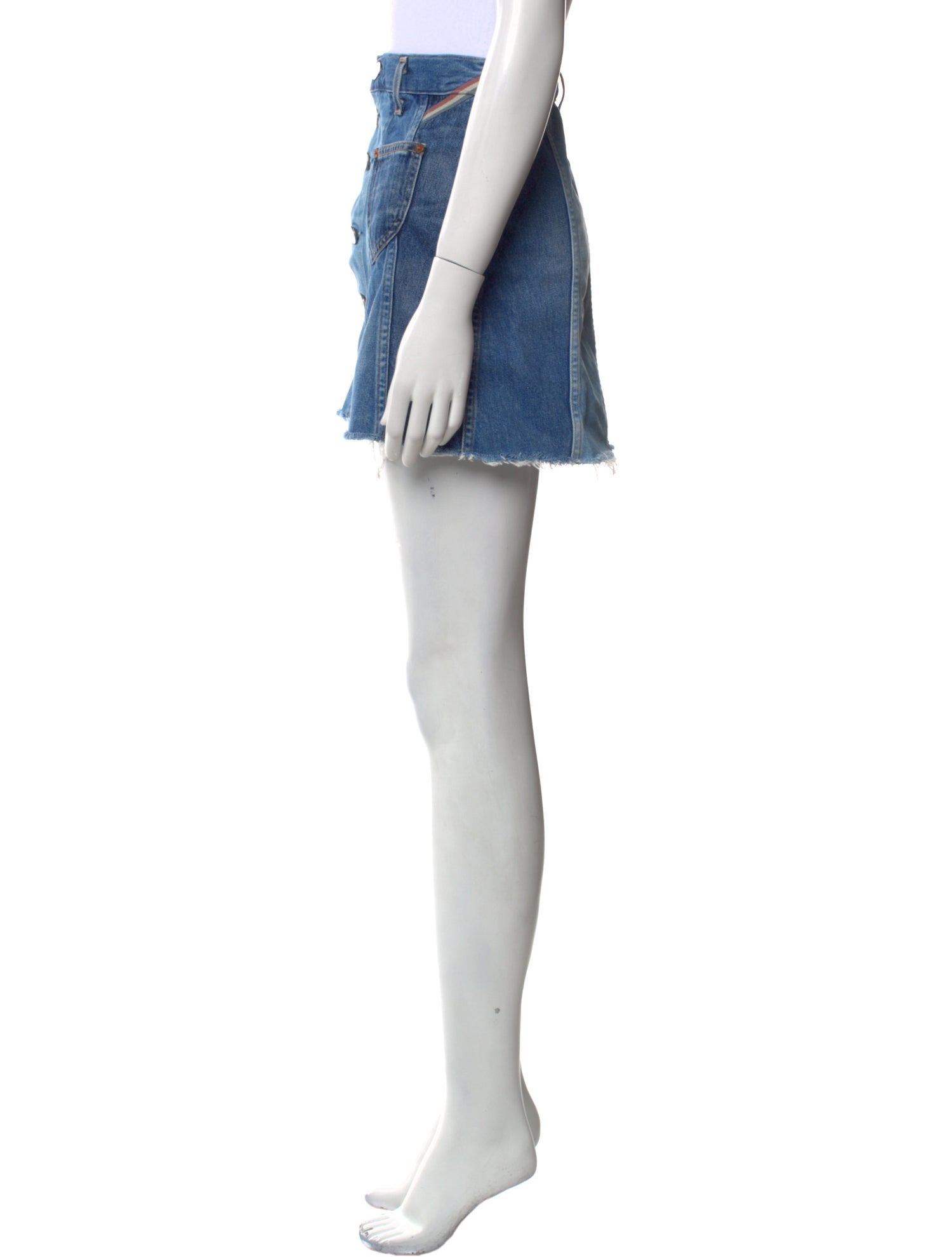 Jean Atelier Raw-Edge Trim Mini Skirt