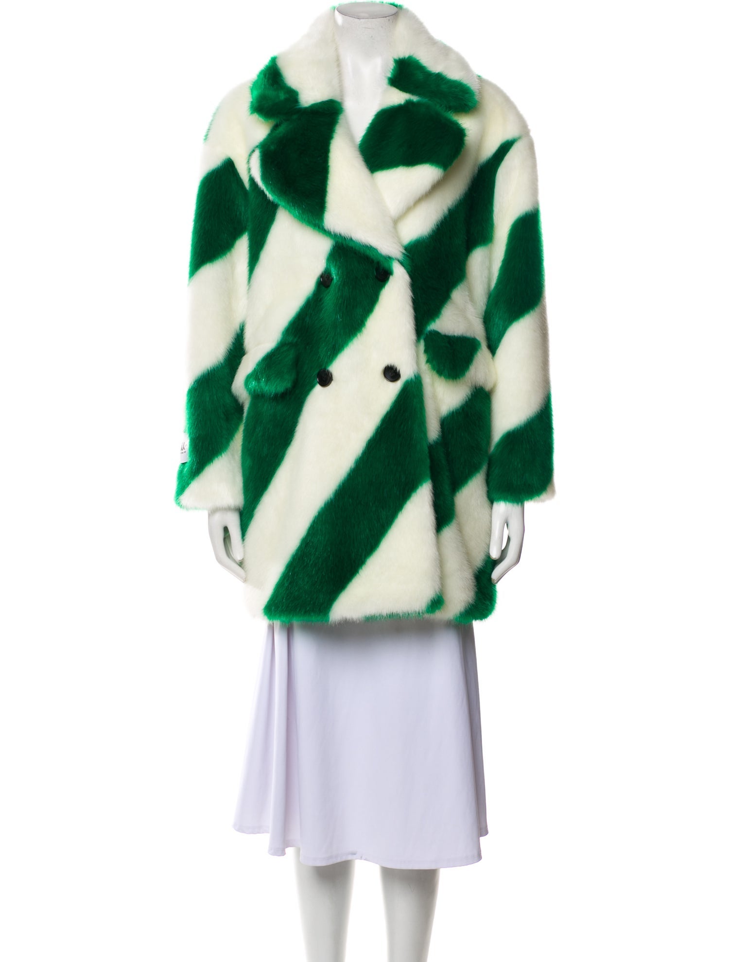Jakke Striped Faux Fur Coat
