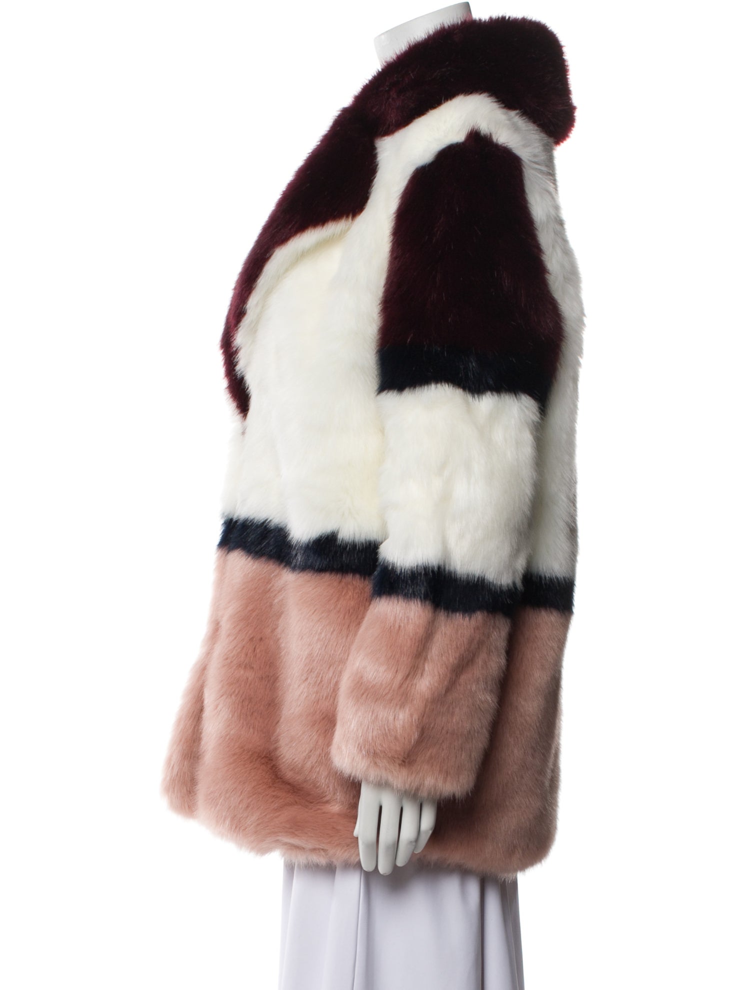 Jakke Colorblock Pattern Faux Fur Jacket