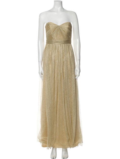 Jenny Yoo Strapless Long Dress Gold