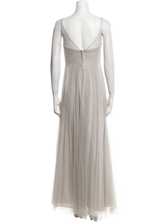 Jenny Yoo Bateau Neckline Long Dress