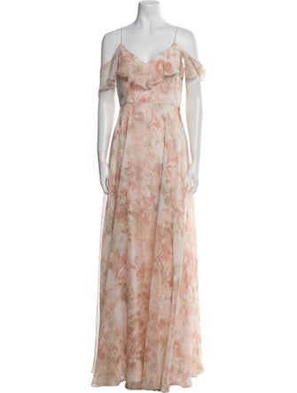 Jenny Yoo Floral Print Long Dress