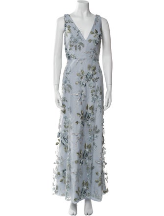 Jenny Yoo Floral Print Long Dress