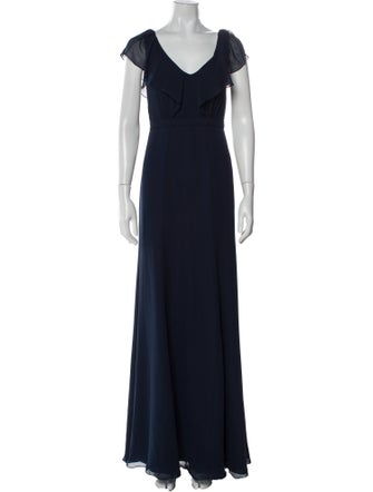 Jenny Yoo V-Neck Long Dress