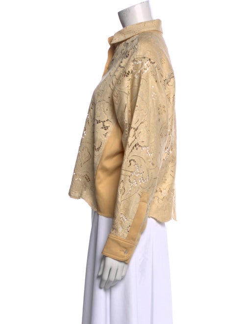 Jess Meany Lace Pattern Long Sleeve Button-Up Top