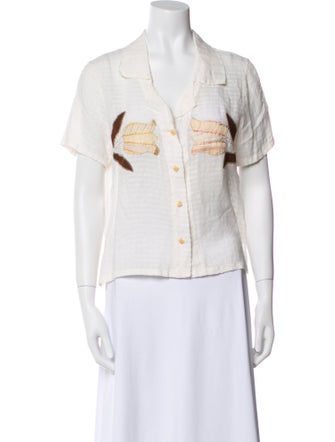 Jess Meany Printed Short Sleeve Button-Up Top