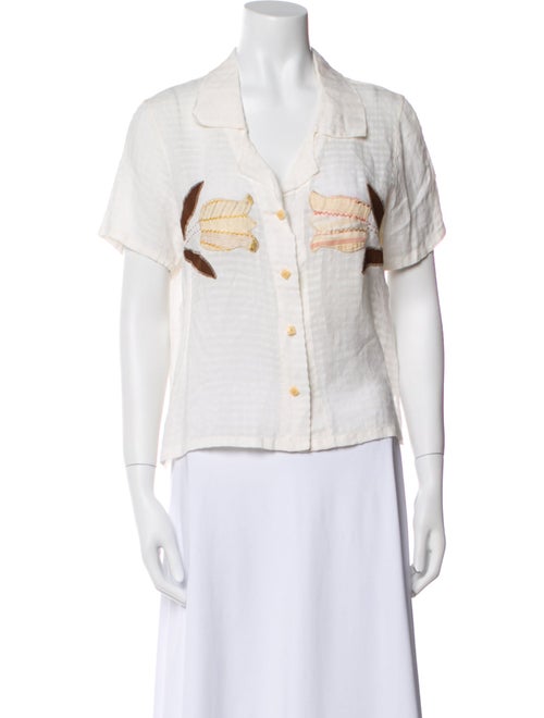 Jess Meany Printed Short Sleeve Button-Up Top