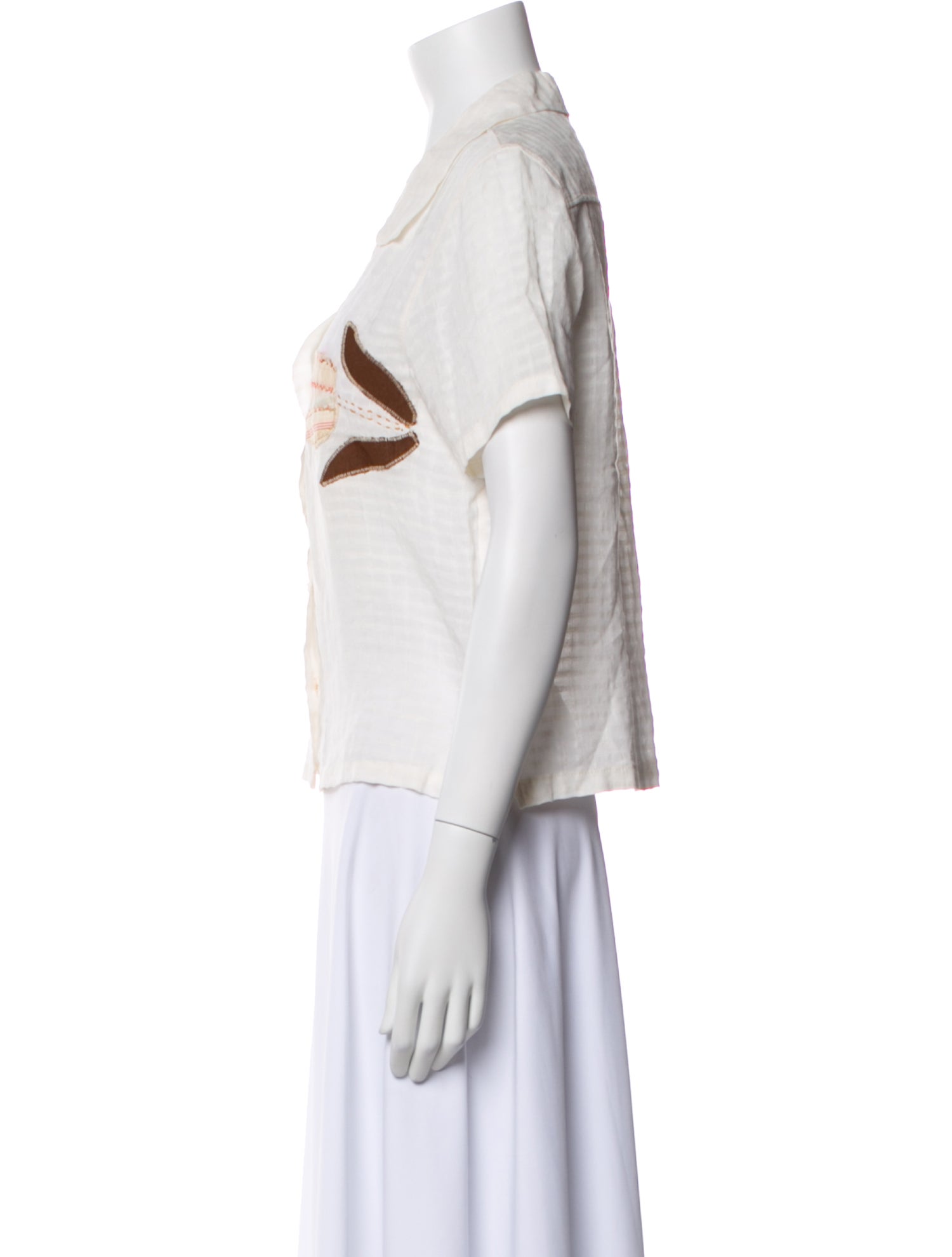 Jess Meany Printed Short Sleeve Button-Up Top