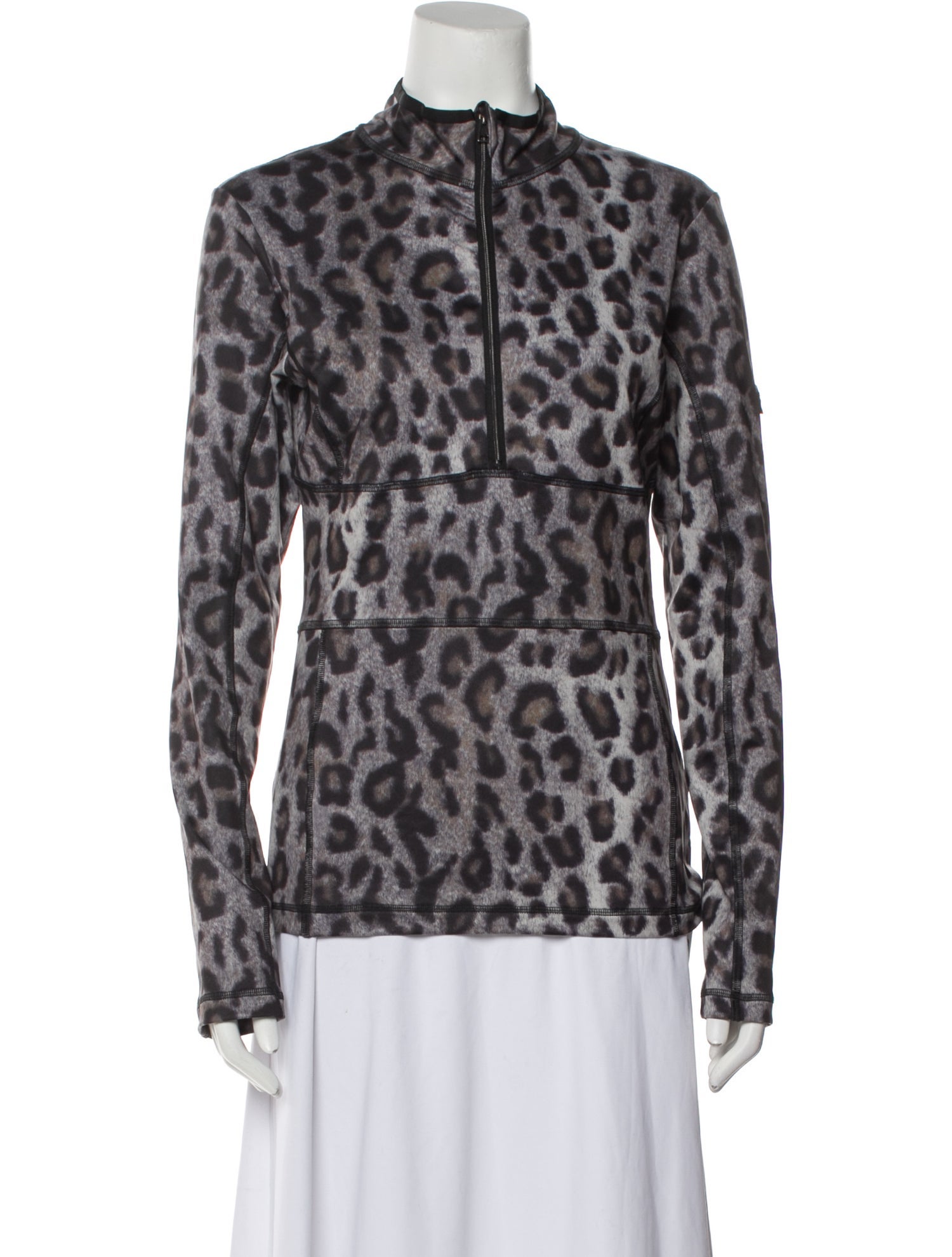 JETSET Animal Print Mock Neck Blouse