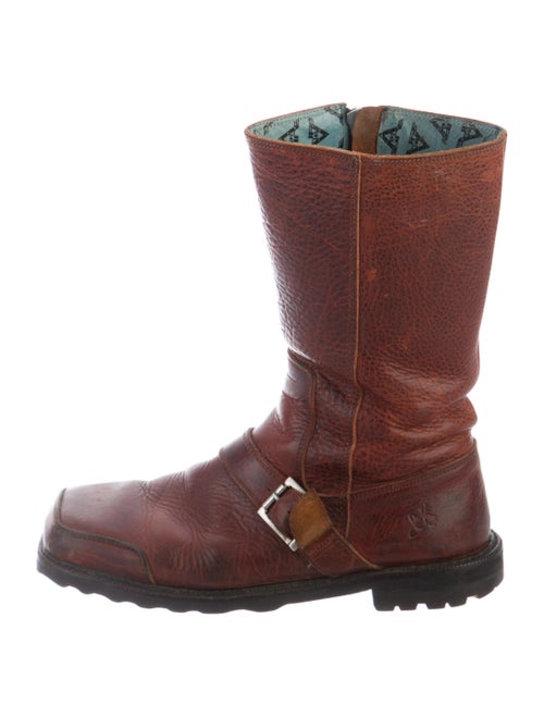John Fluevog Leather Moto Boots Brown