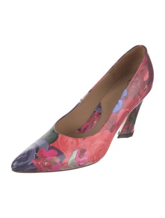 John Fluevog Leather Floral Print Pumps
