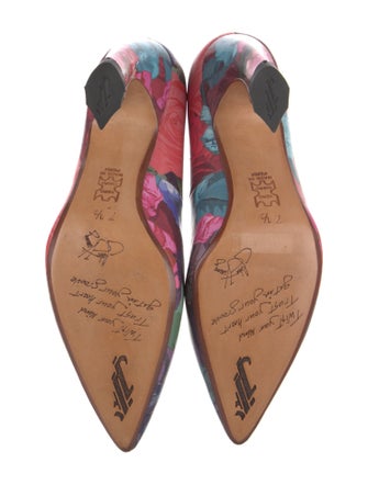 John Fluevog Leather Floral Print Pumps