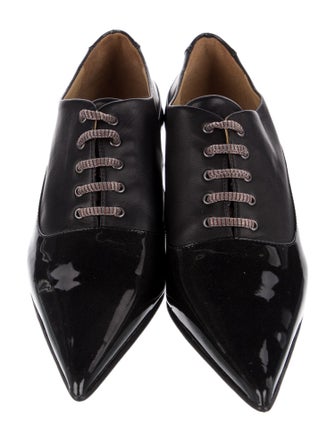 John Fluevog Patent Leather Glitter Accents Oxfords