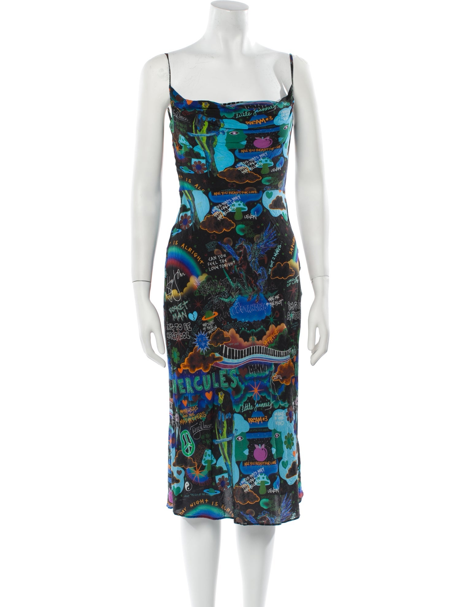 Elton John for Realisation Silk Midi Length Dress