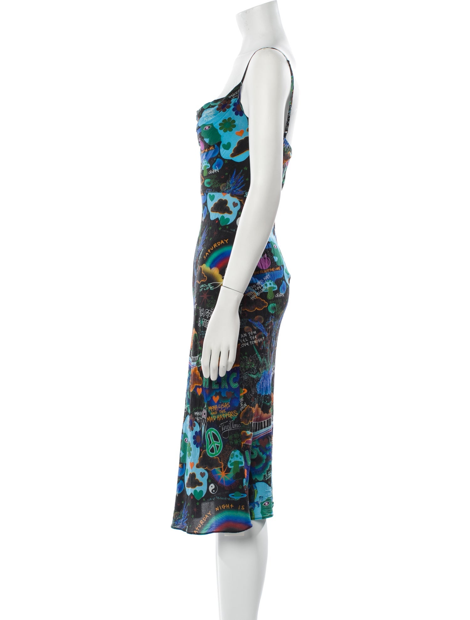 Elton John for Realisation Silk Midi Length Dress