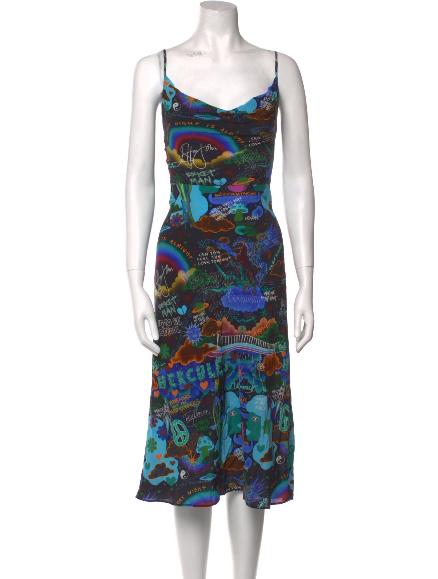 Elton John for Realisation Silk Midi Length Dress