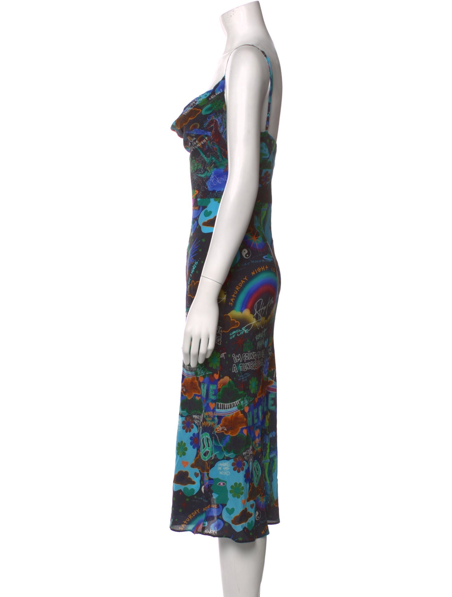 Elton John for Realisation Silk Midi Length Dress