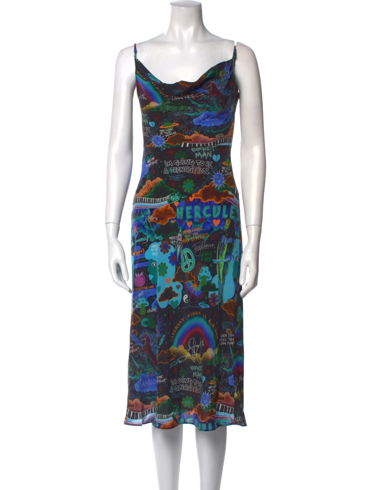 Elton John for Realisation Silk Midi Length Dress