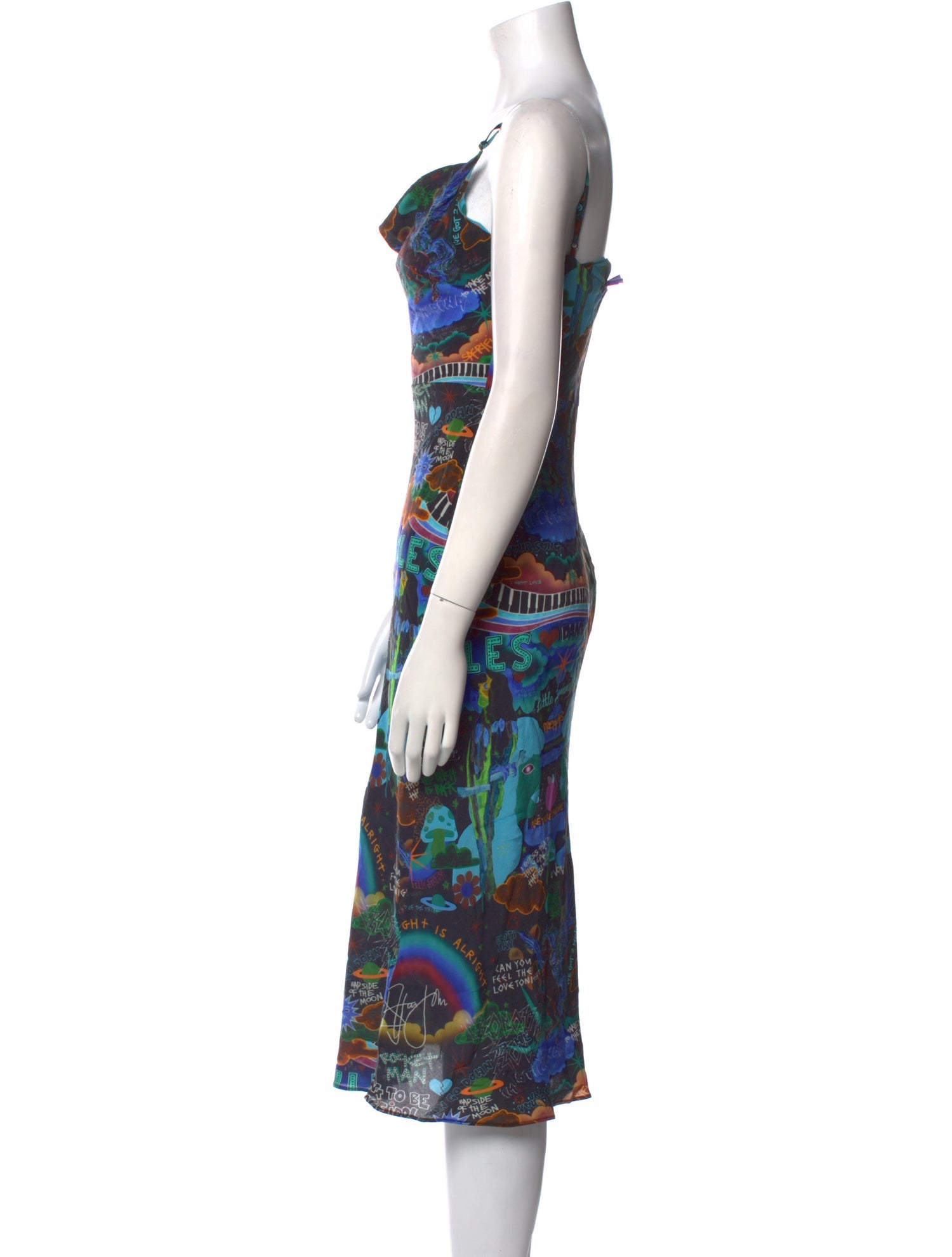 Elton John for Realisation Silk Midi Length Dress