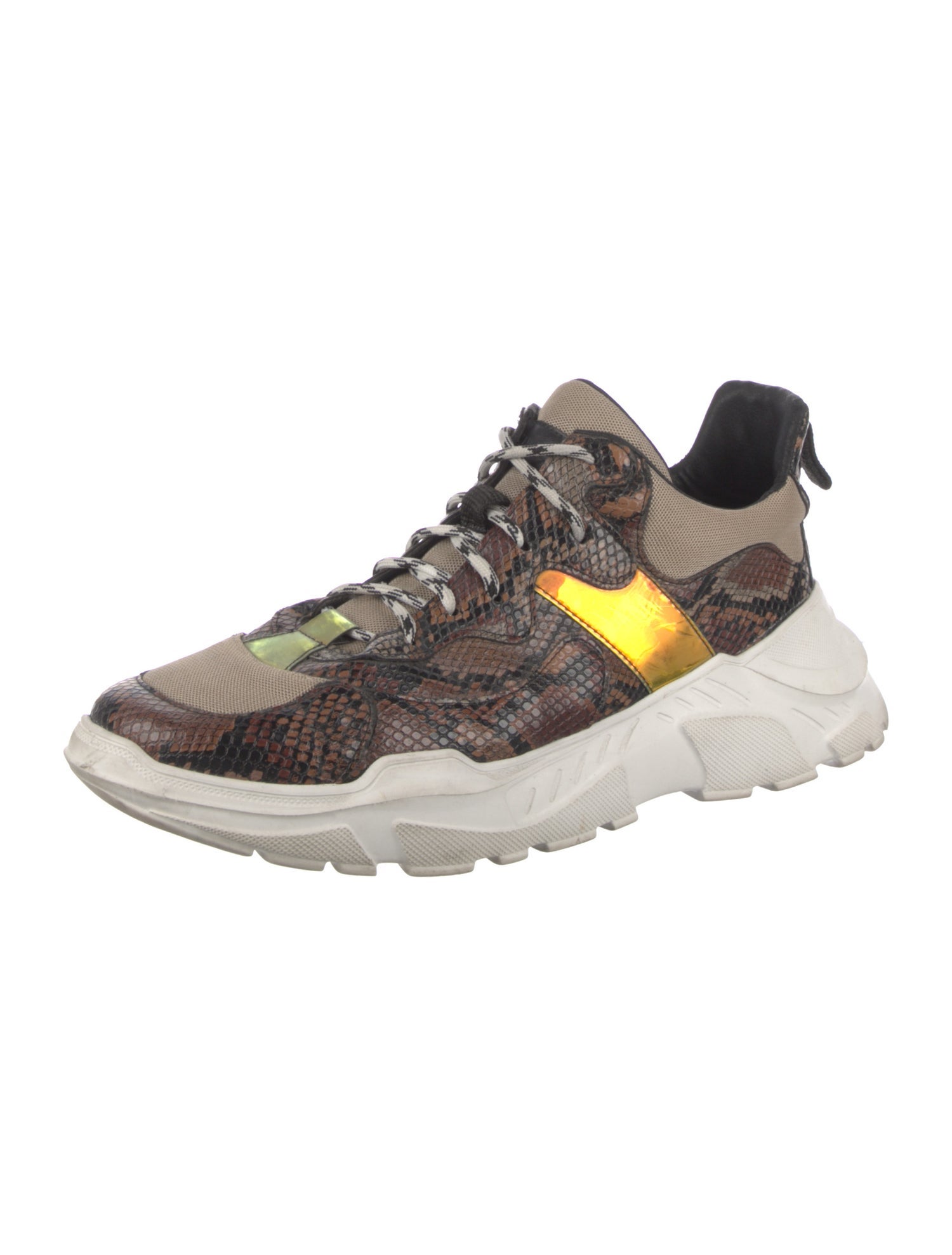 John Geiger Leather Printed Athletic Sneakers