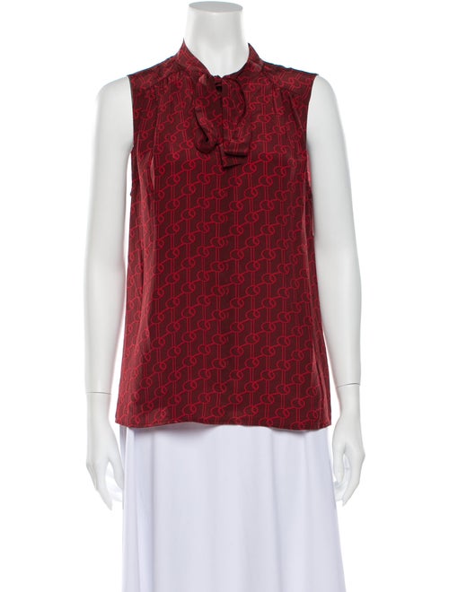Judith & Charles Printed Tie Neck Blouse Red