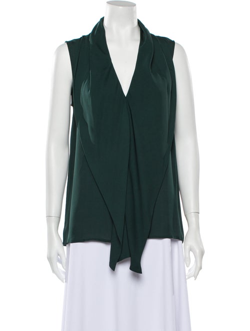 Judith & Charles V-Neck Sleeveless Blouse Green
