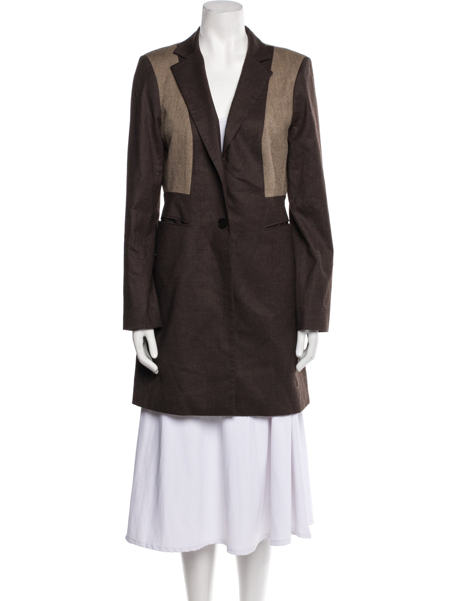 Judith & Charles Wool Colorblock Pattern Coat