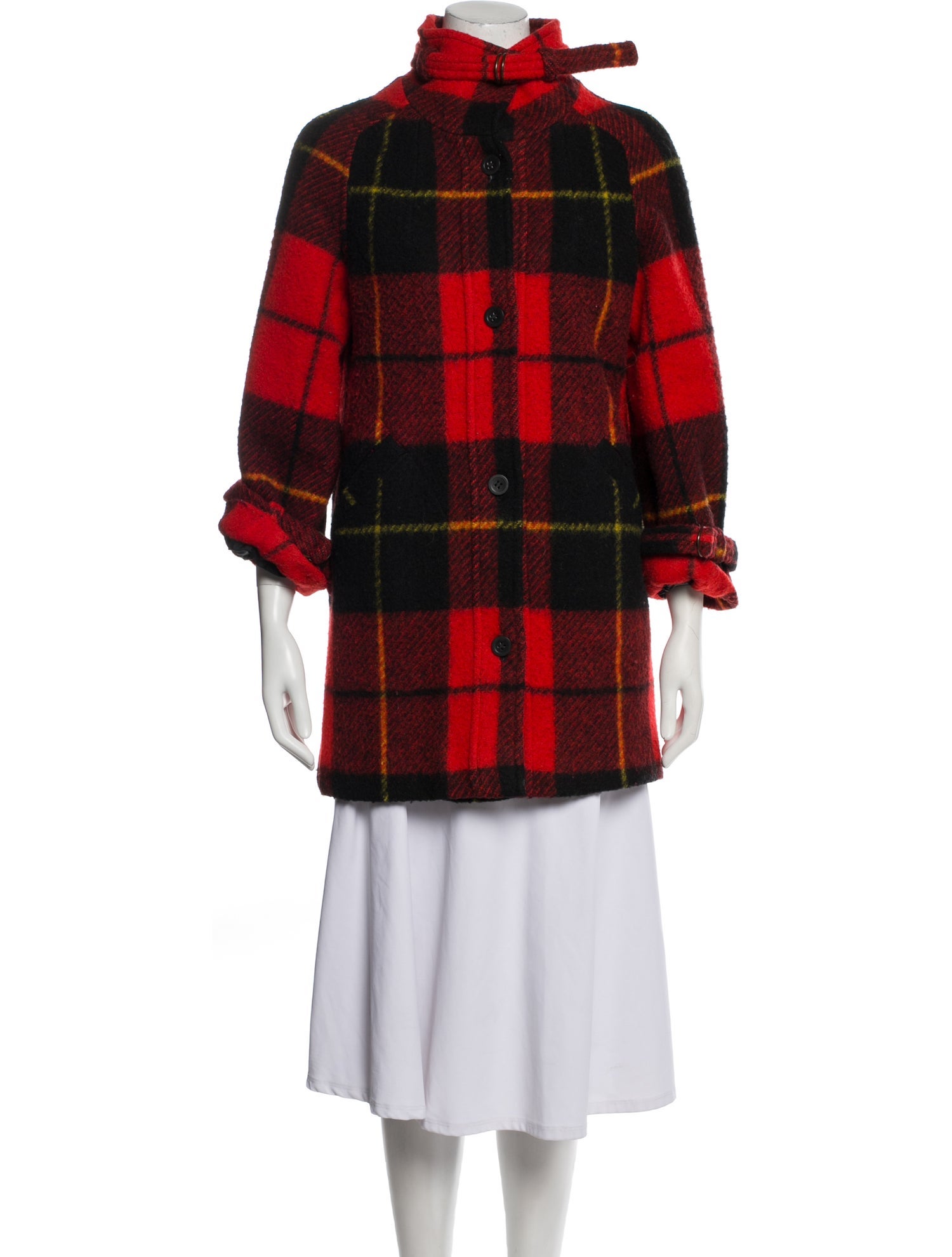 Jimmy Hourihan Wool Plaid Print Peacoat