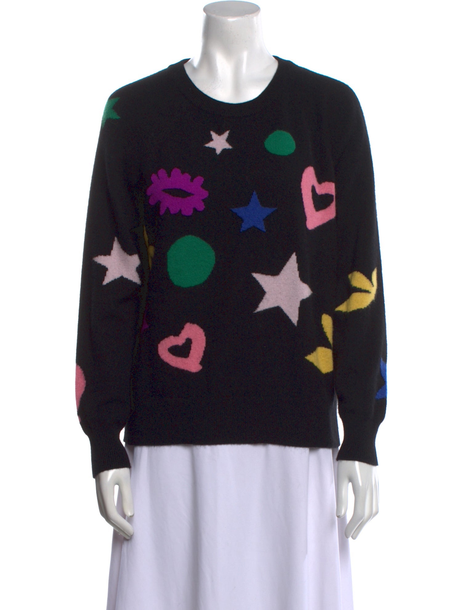 White Warren x Jacky Blue Cashmere Printed Sweater