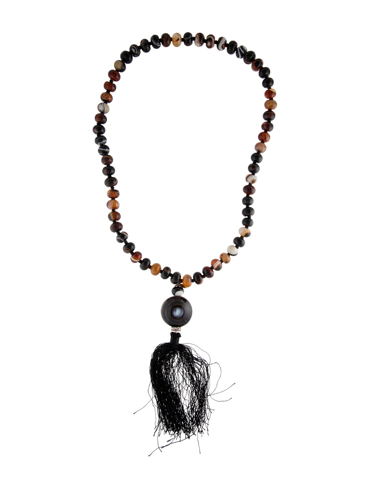 Jianhui Vintage Crystal & Stone Beaded Tassel Necklace