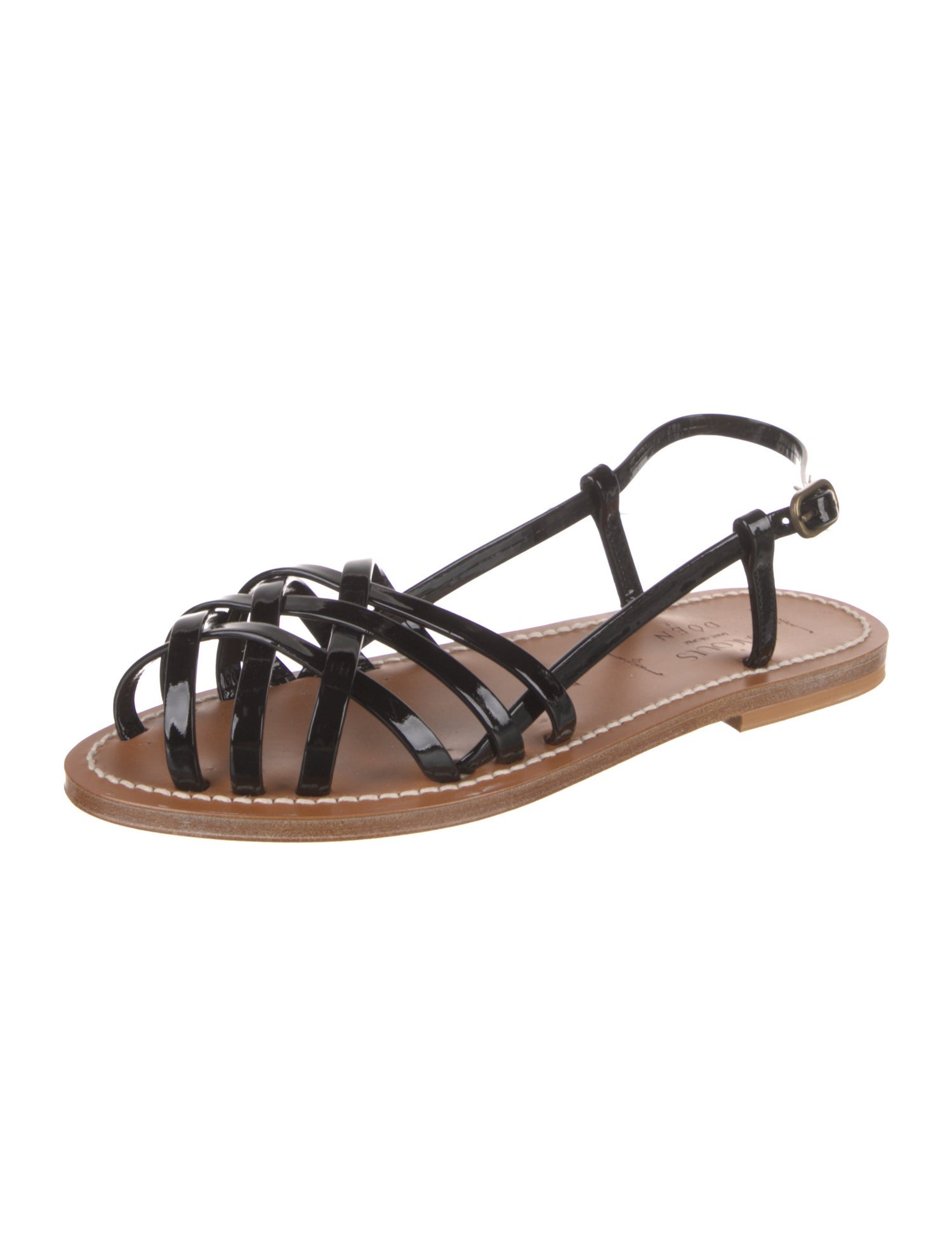 Doen & K.Jacques Patent Leather Slingback Sandals