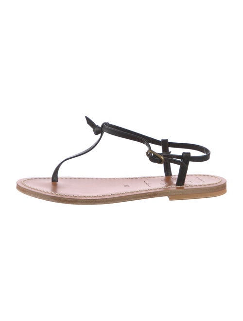 Doen & K.Jacques Leather Colorblock Pattern T-Strap Sandals
