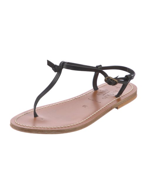 Doen & K.Jacques Leather Colorblock Pattern T-Strap Sandals