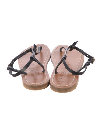 Doen & K.Jacques Leather Colorblock Pattern T-Strap Sandals