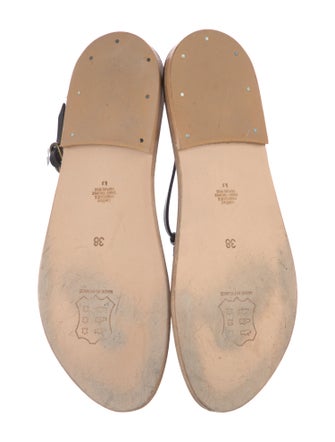 Doen & K.Jacques Leather Colorblock Pattern T-Strap Sandals