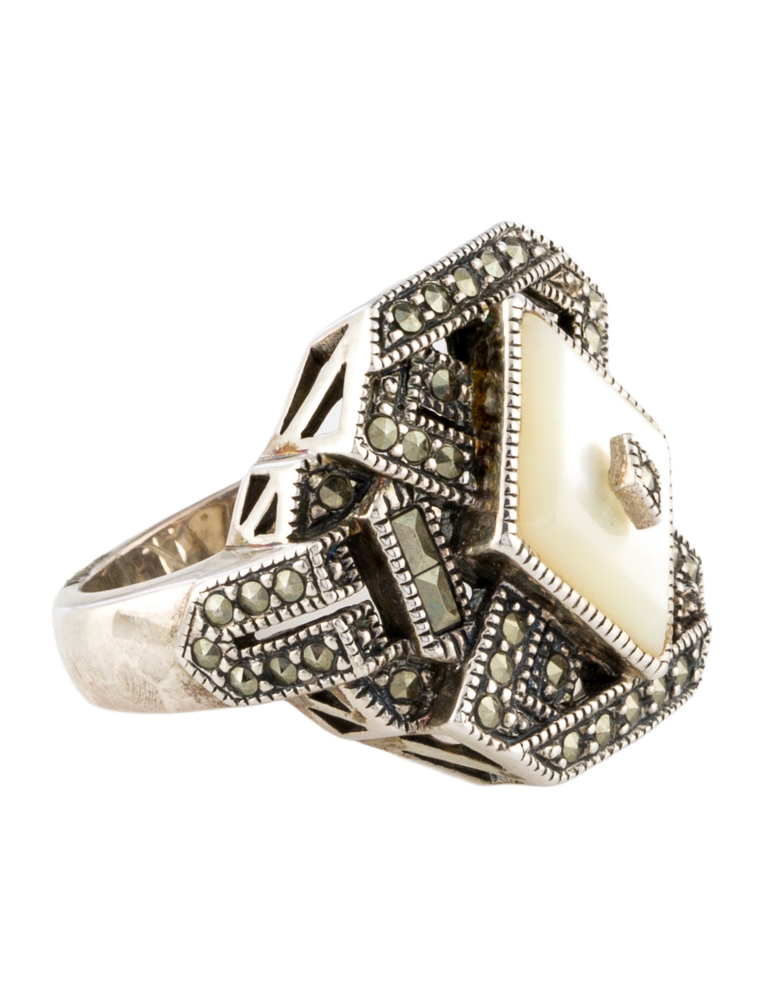 Judith Jack Mother of Pearl Cocktail Ring