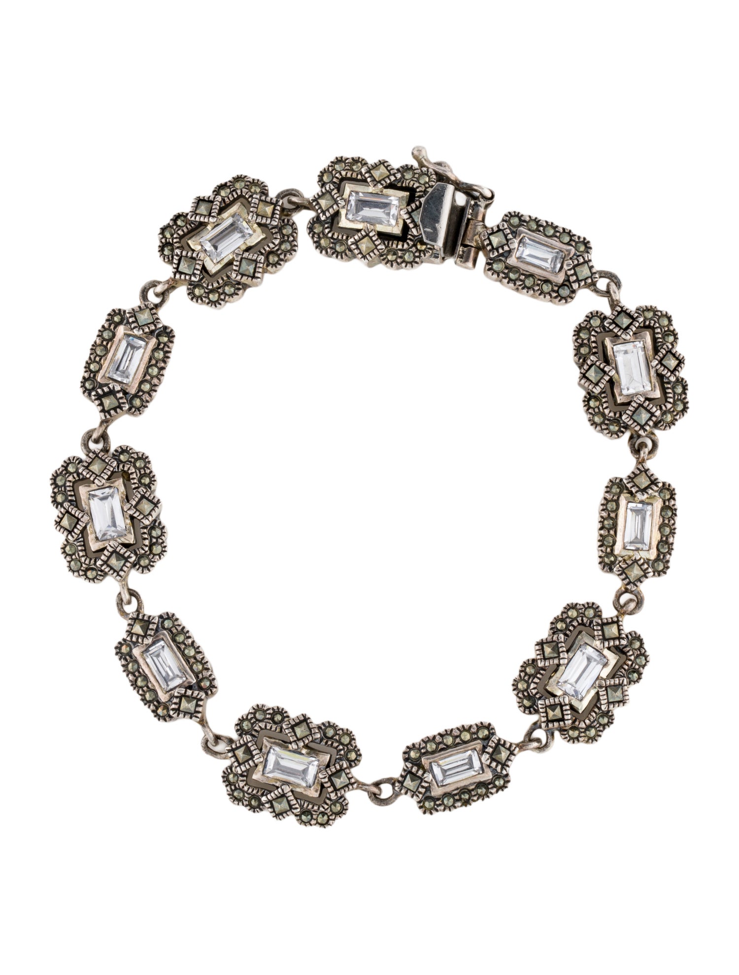 Judith Jack Marcasite and Crystal Link Bracelet