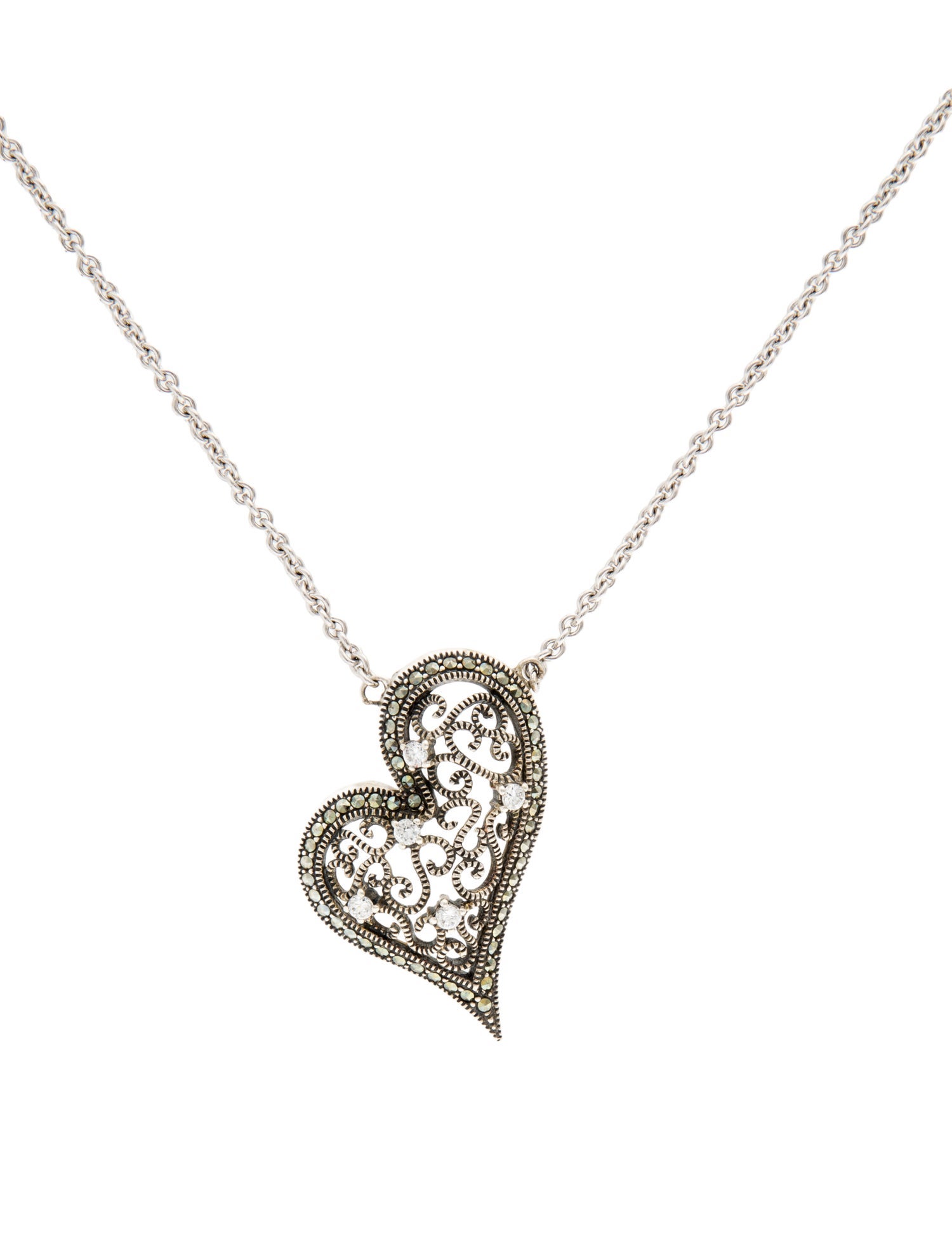 Judith Jack Cubic Zirconia Heart Pendant Necklace