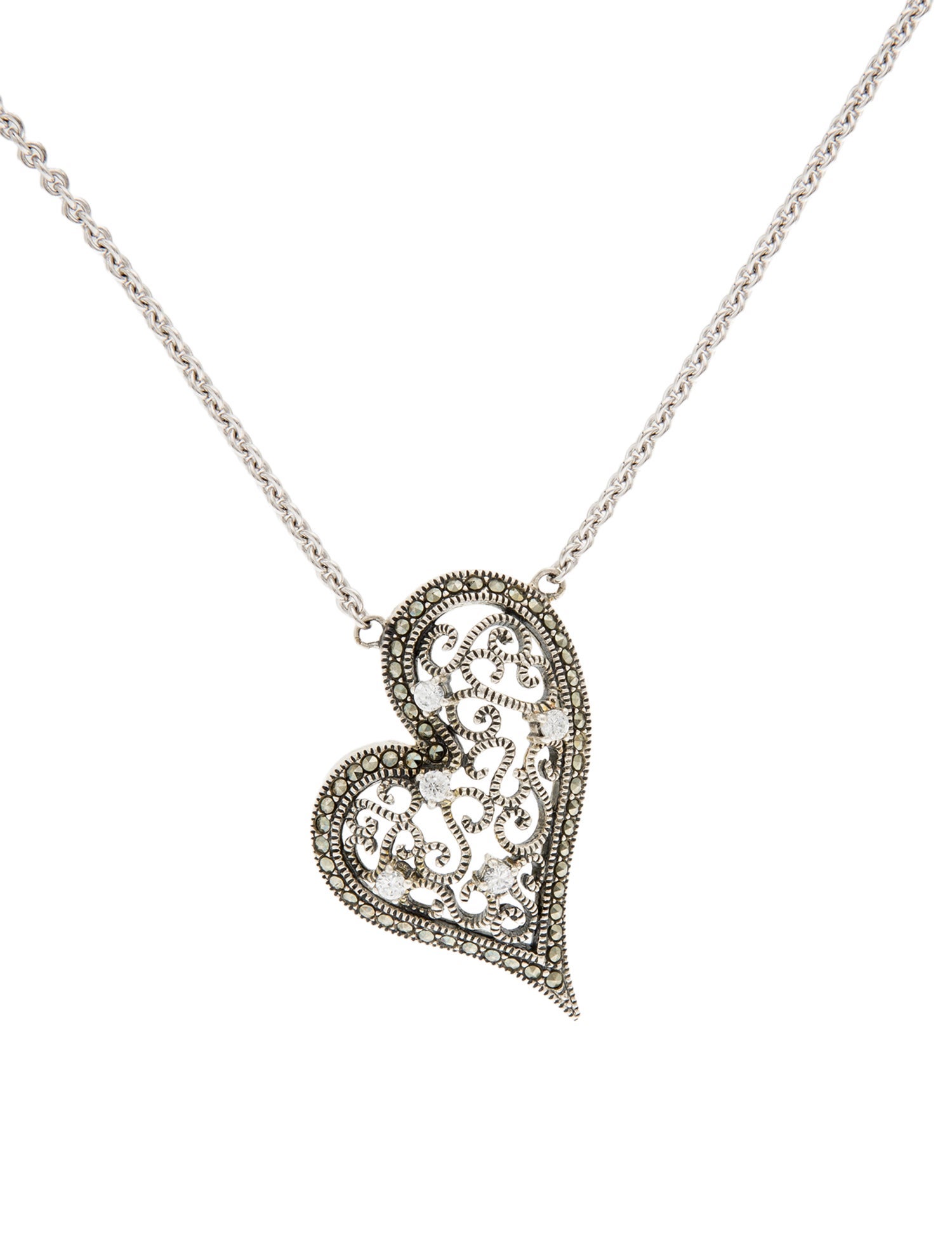 Judith Jack Cubic Zirconia Heart Pendant Necklace