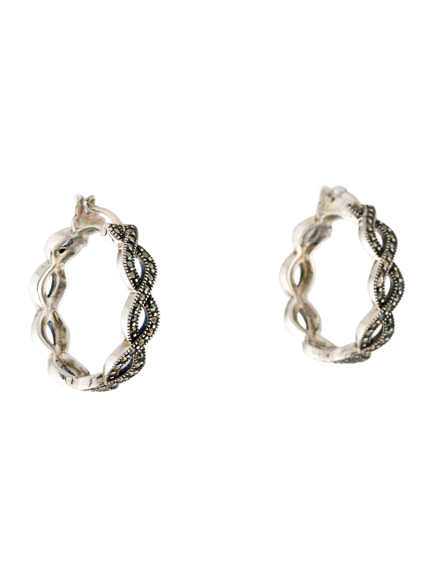 Judith Jack Marcasite Braided Hoop Earrings