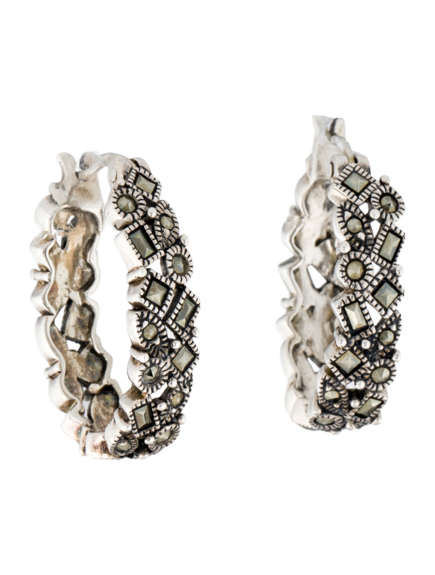 Judith Jack Marcasite Hoop Earrings