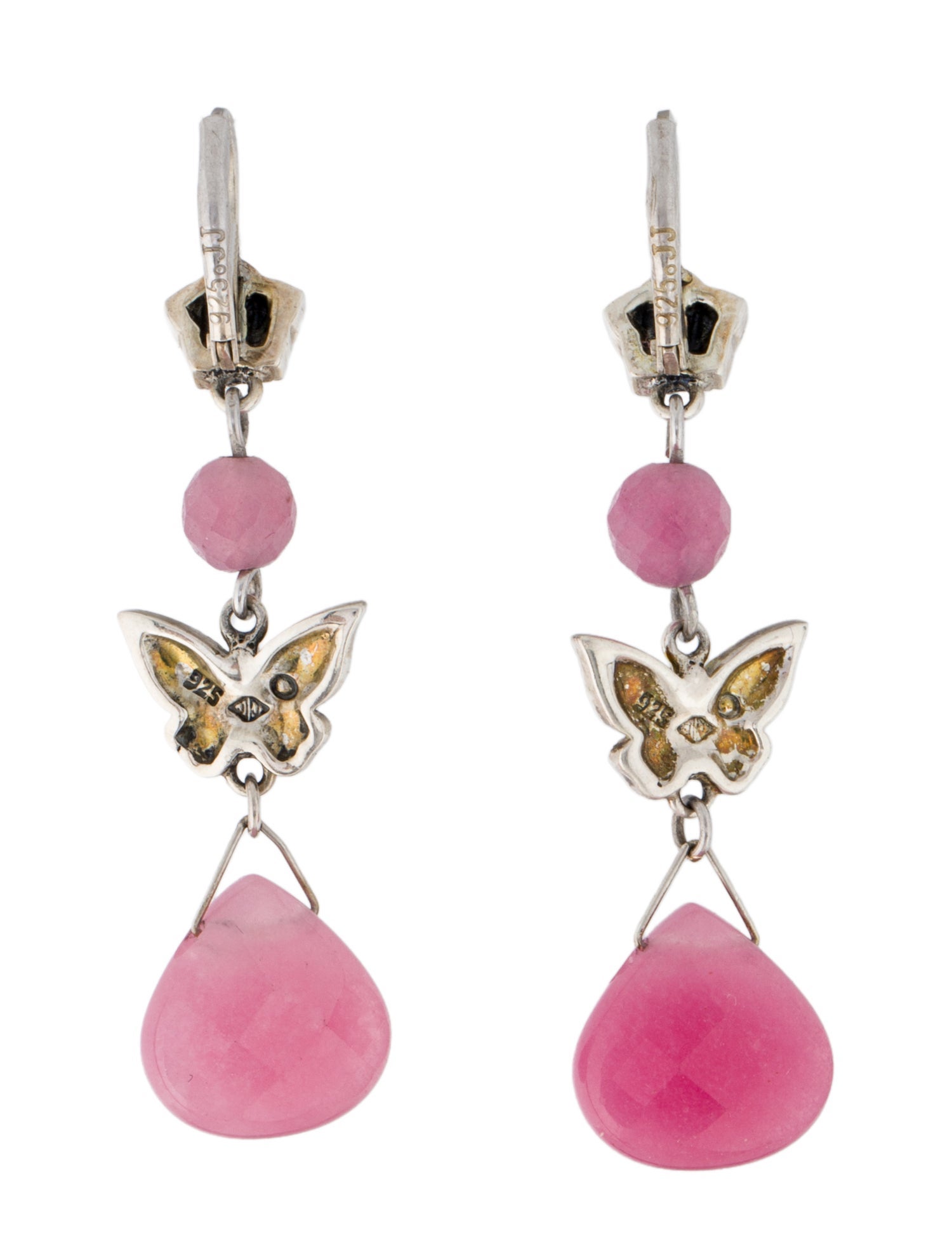 Judith Jack Dyed Quartzite & Marcasite Butterfly Drop Earrings