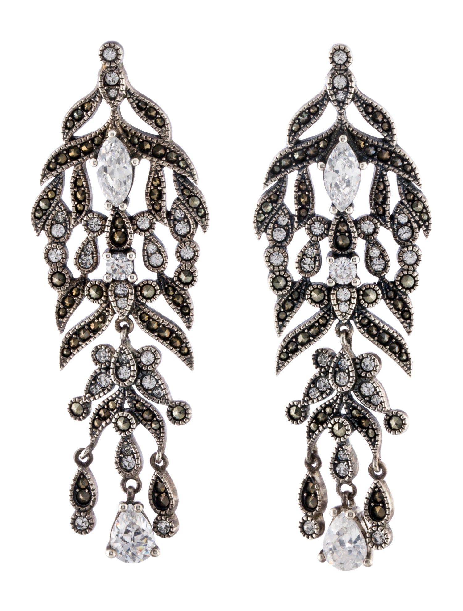 Judith Jack Crystal & Marcasite Drop Earrings