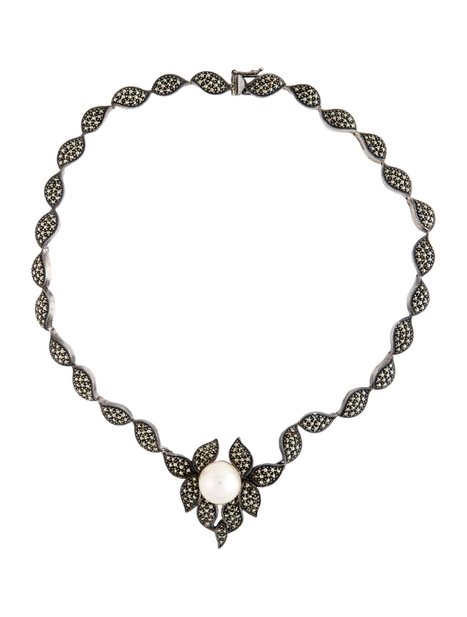 Judith Jack Faux Pearl & Marcasite Necklace