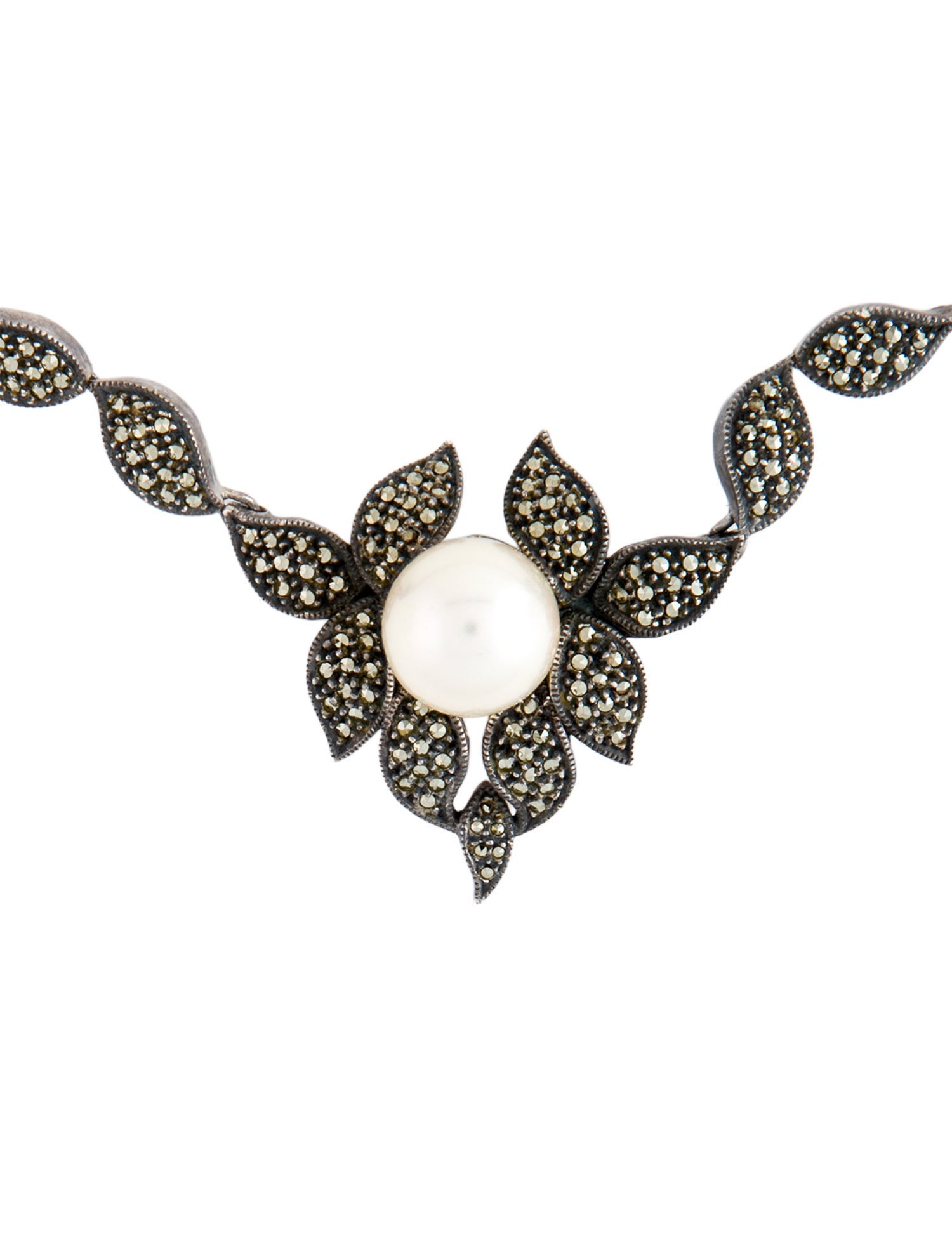 Judith Jack Faux Pearl & Marcasite Necklace
