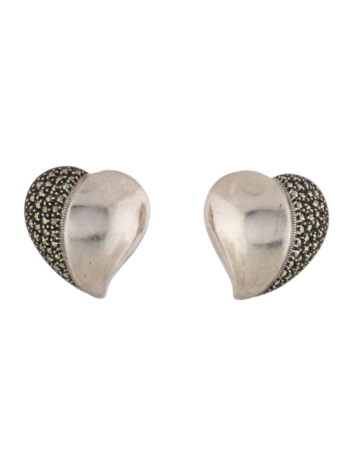 Judith Jack Marcasite Heart Earclips