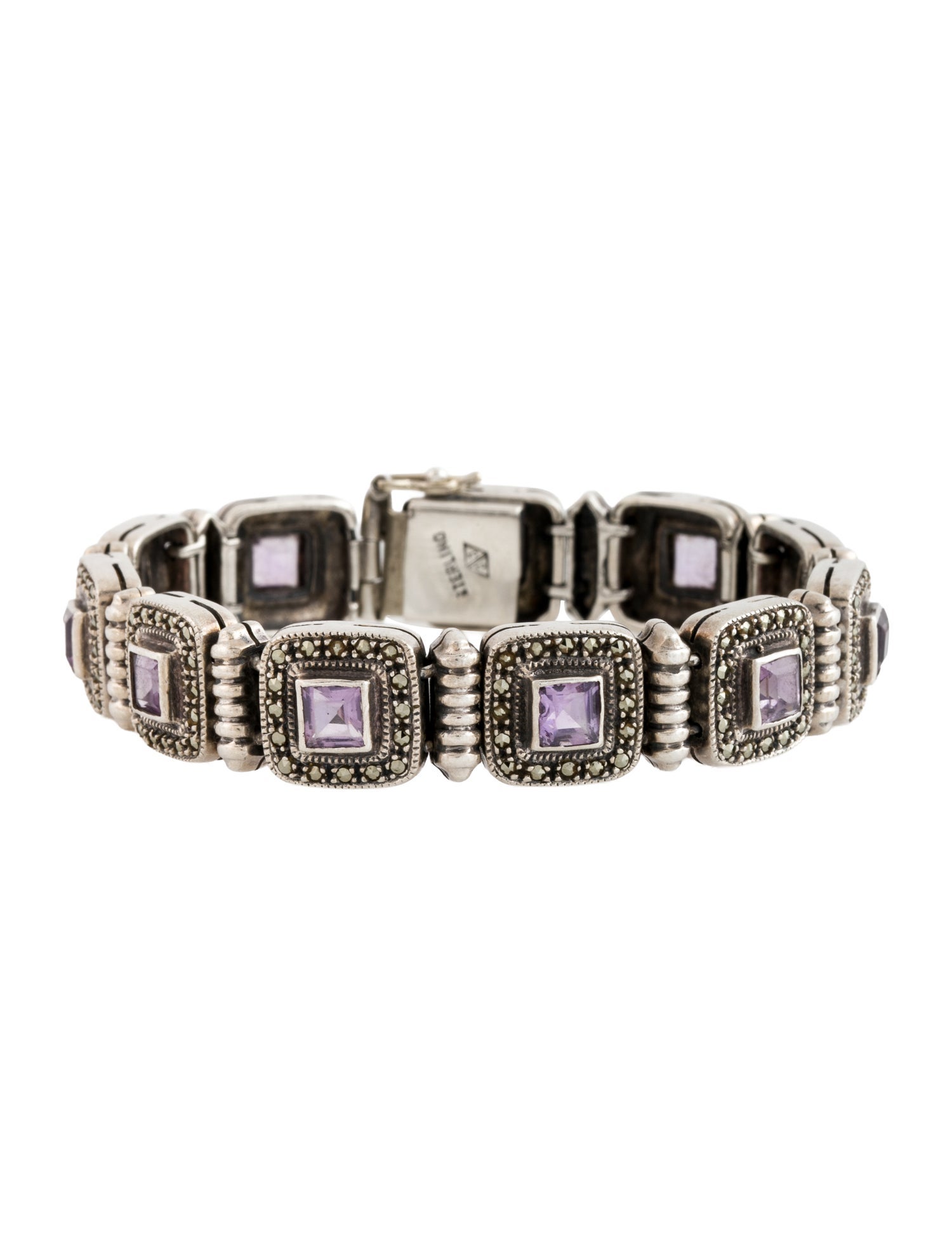 Judith Jack Amethyst & Marcasite Link Bracelet