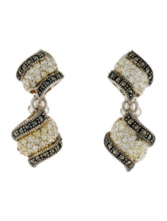 Judith Jack Crystal & Marcasite Earclip Drop Earrings