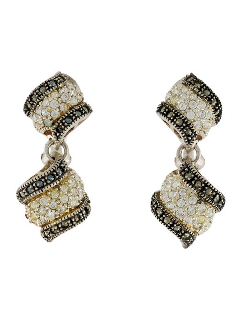 Judith Jack Crystal & Marcasite Earclip Drop Earrings