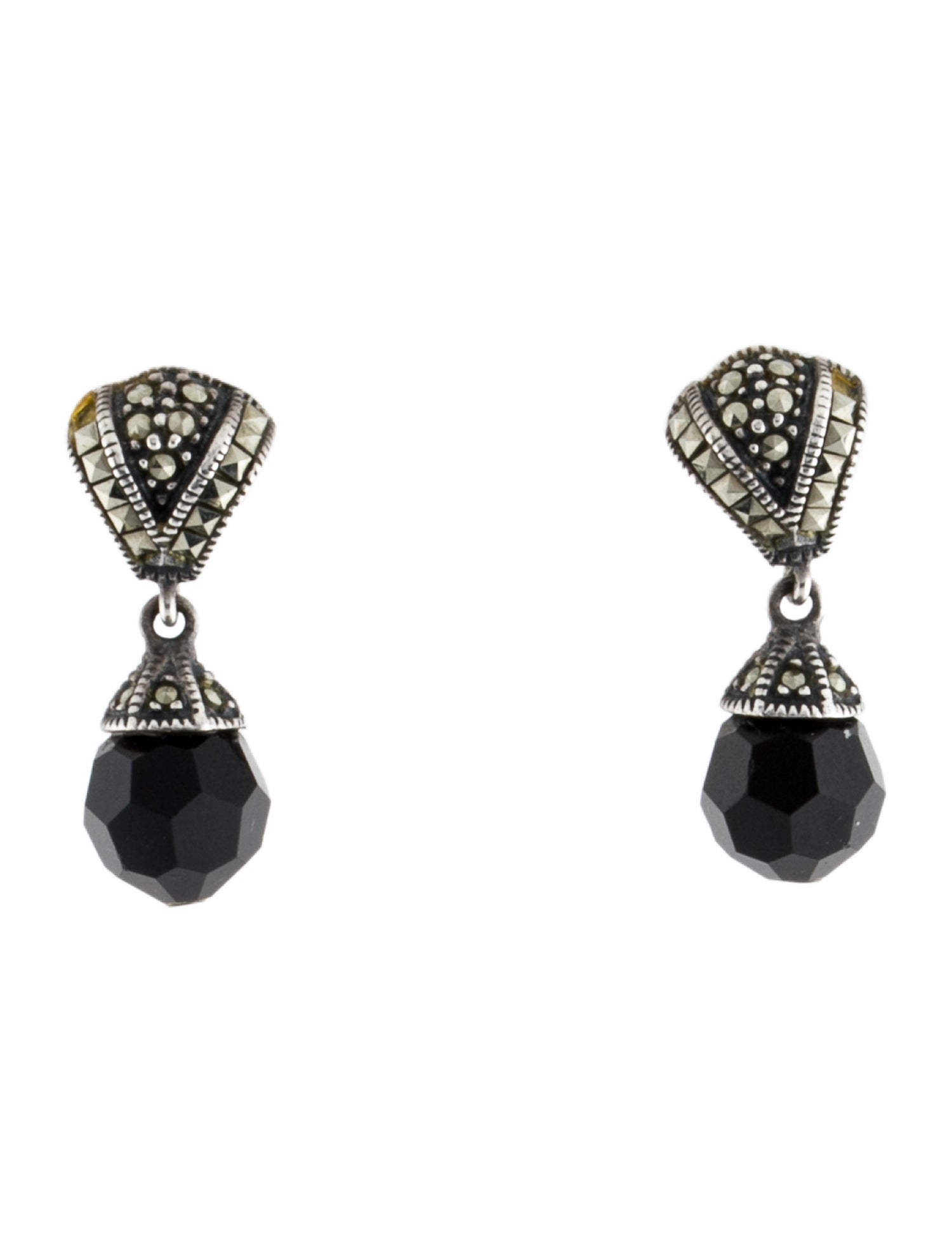 Judith Jack Marcasite & Glass Drop Earrings